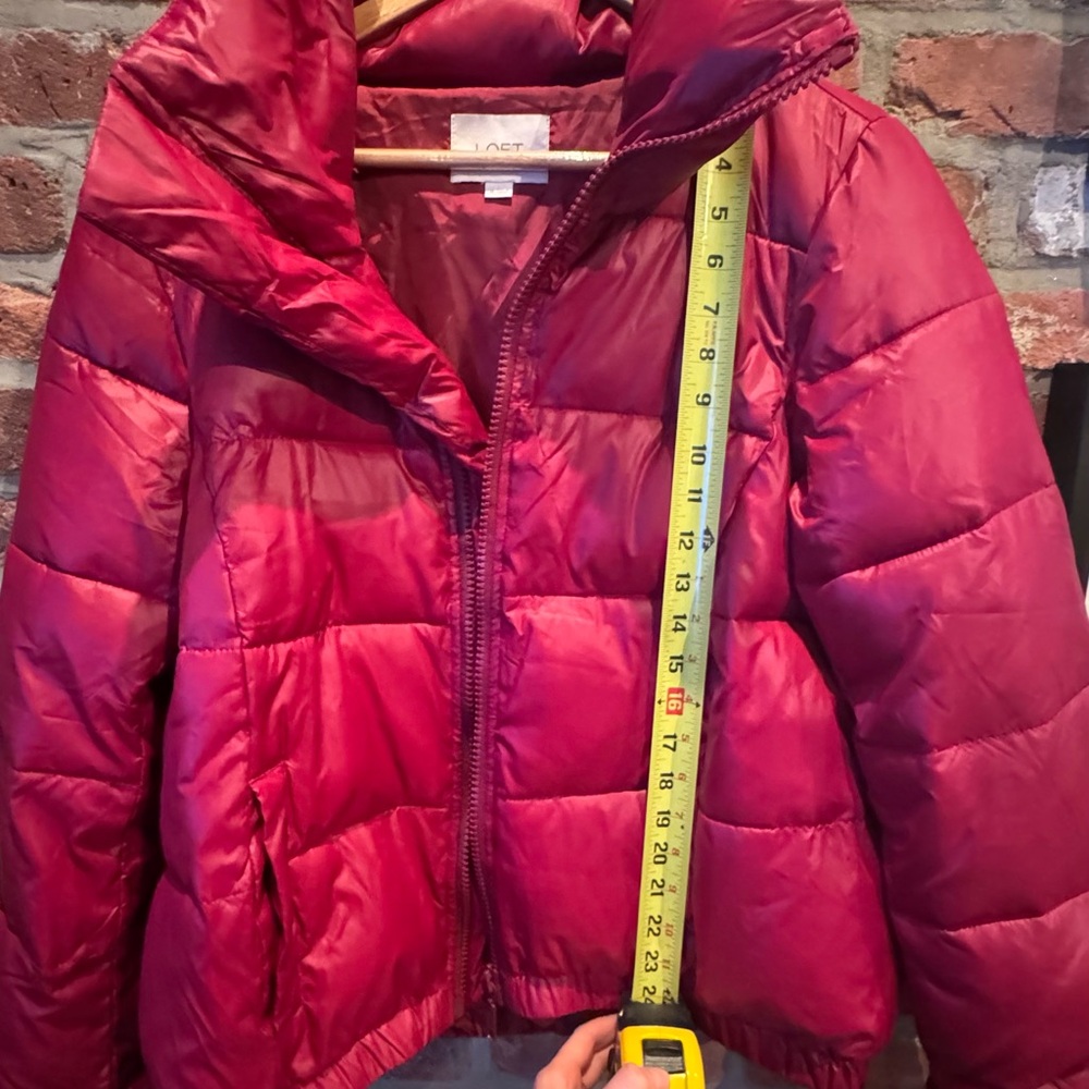 Cherry Red Puffer Jacket, Loft, Medium - Picture 9 of 9